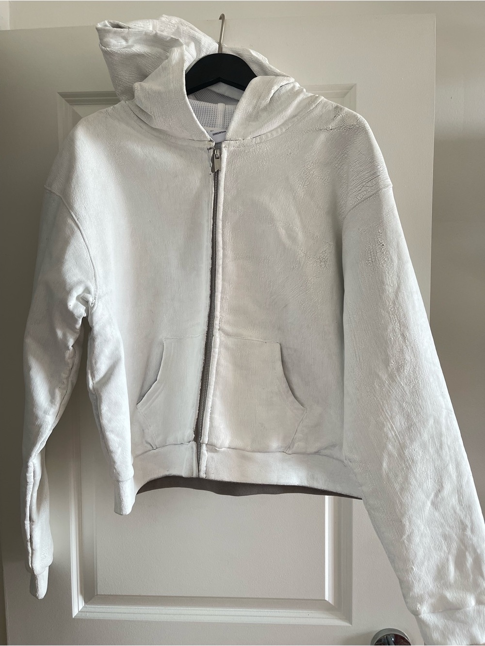 White Cracked EGO Zip-Up Hoodie